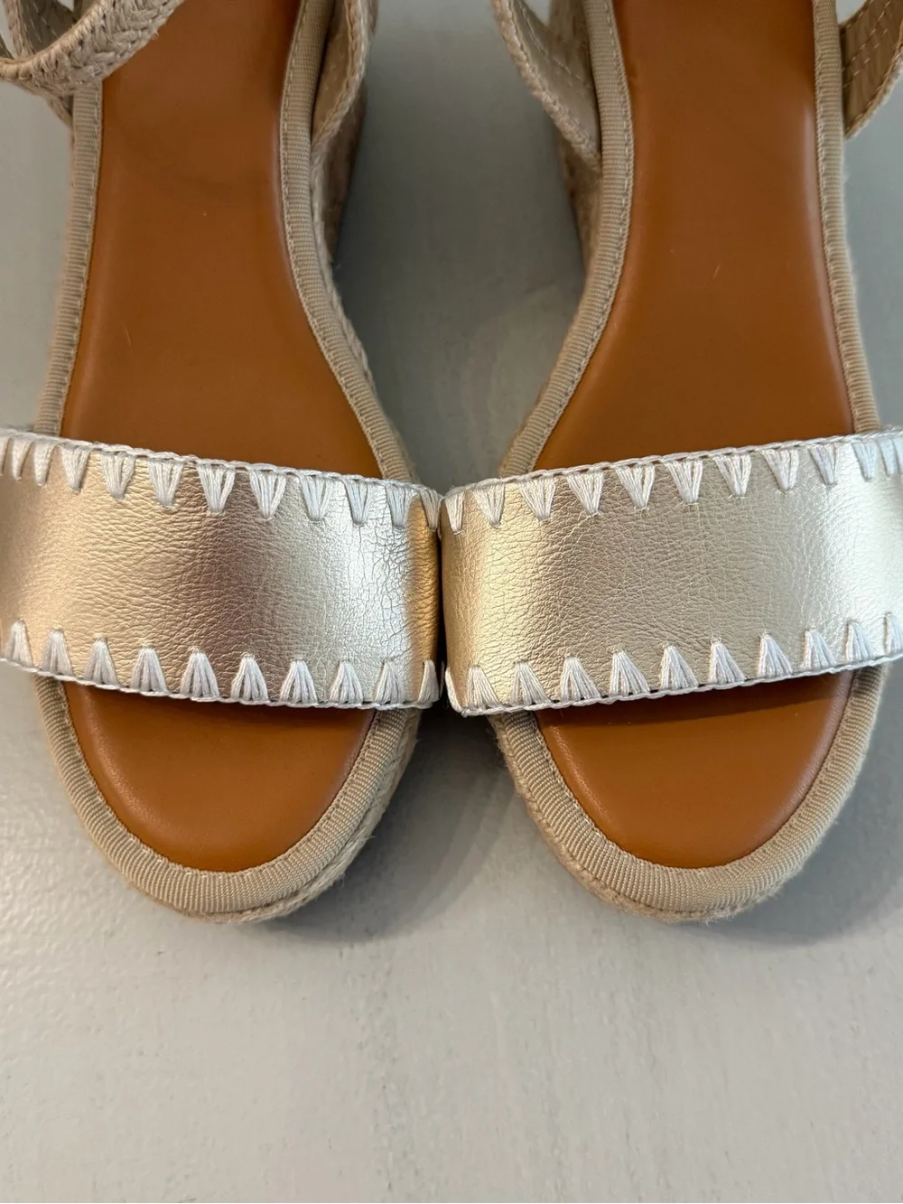 MIA Women’s Gold Espadrille Wedge Sandals with Ankle Strap Sz 9 NWOT